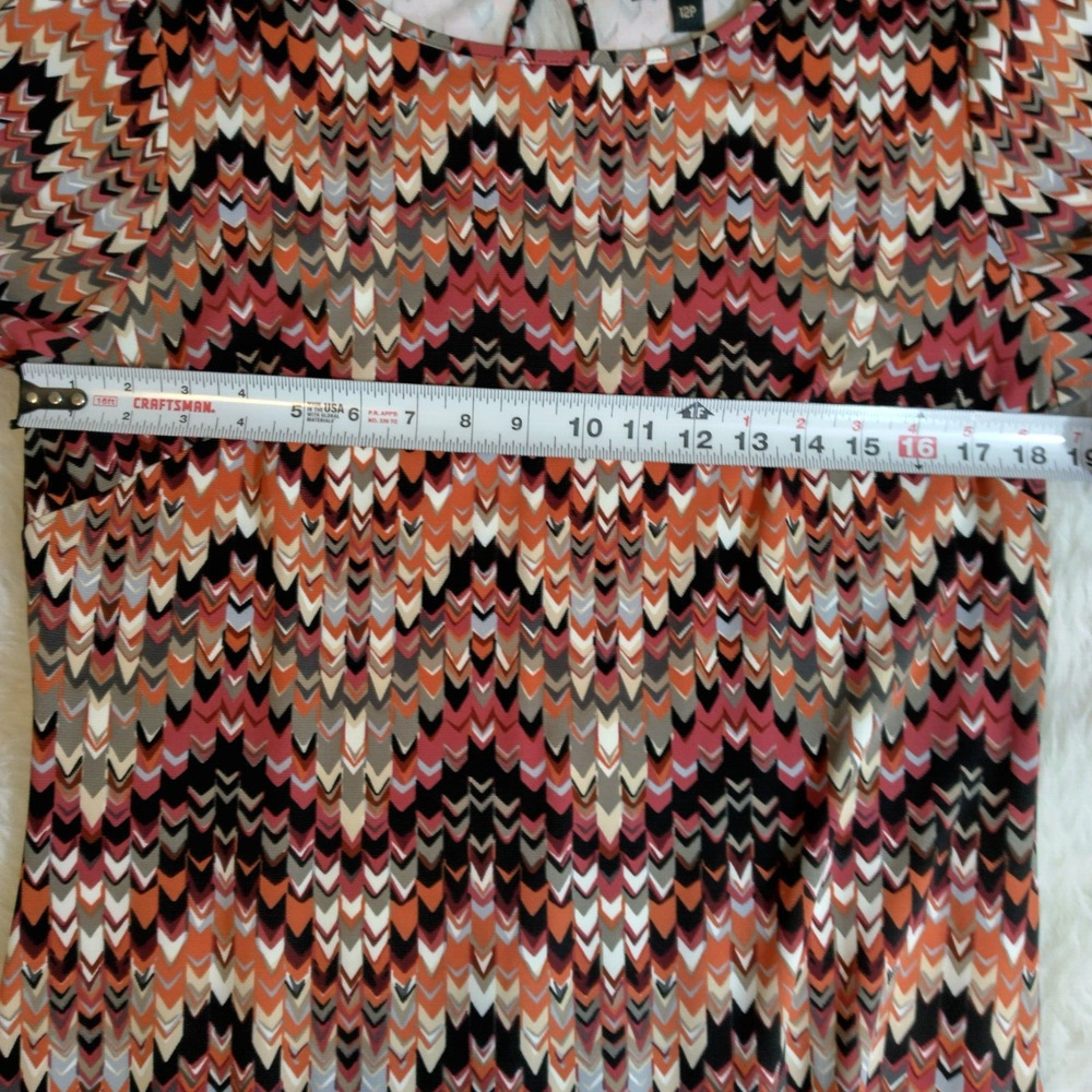 Peach Velvet Womens Dress 12P Multi Colored Pullover Career Formal Boho Stretchy - Picture 7 of 7